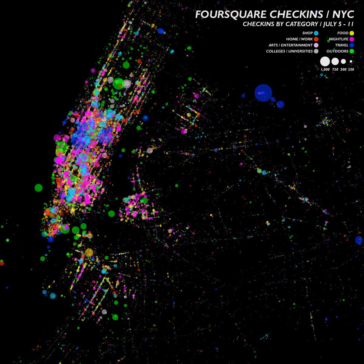 Candy Map Foursquare Check Ins NYC Map