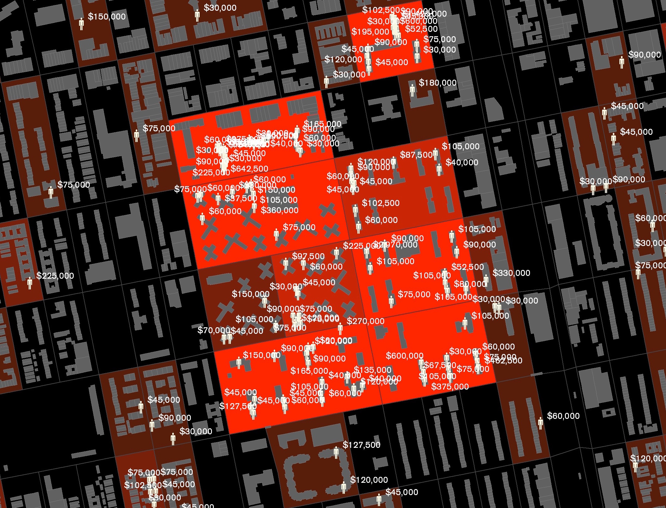 It cost $11,839,665 to incarcerate people from these 11 blocks in 2003. We call these Million Dollar Blocks.