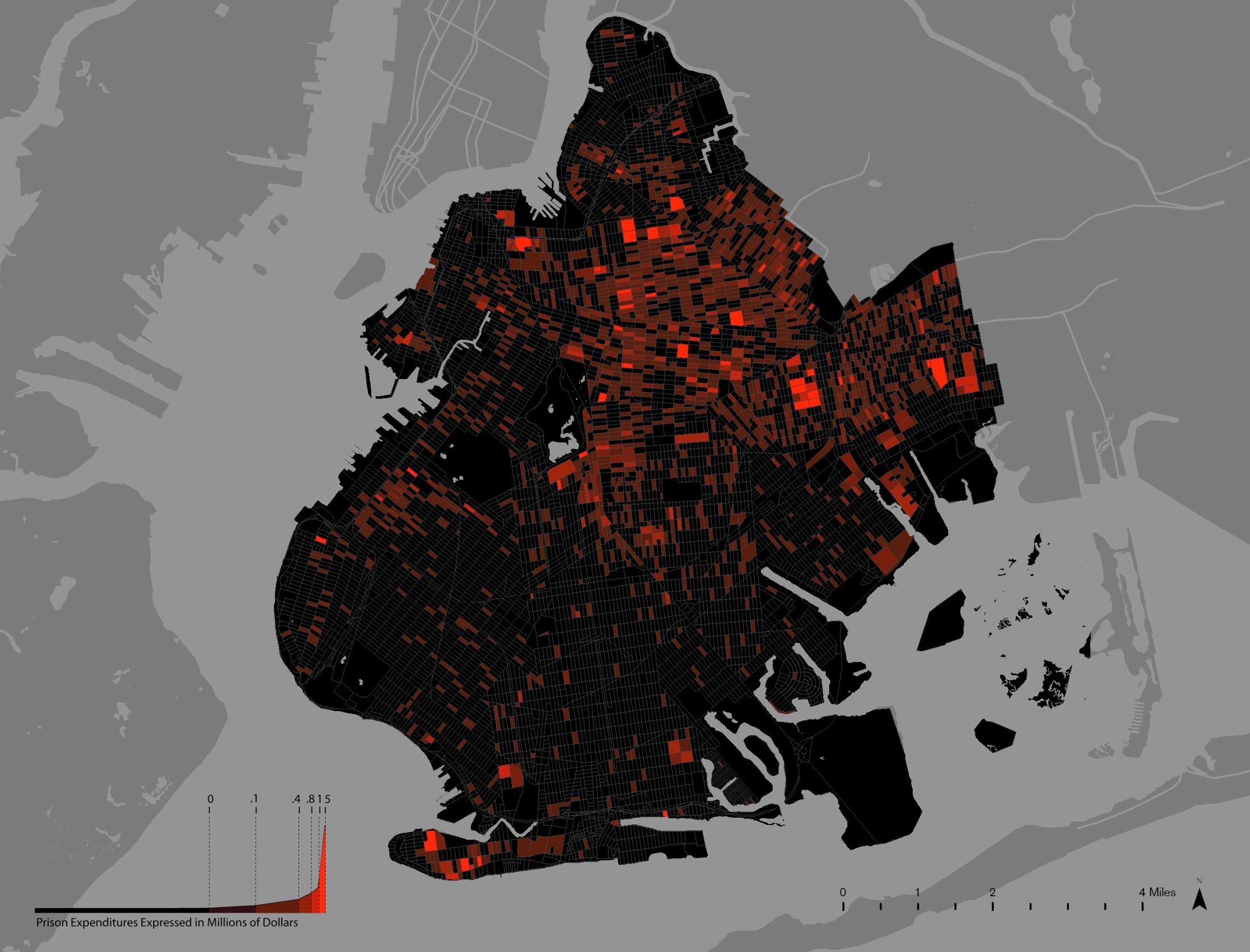 Added up block by block, it cost $359 Million Dollars to imprision people from Brooklyn that year.