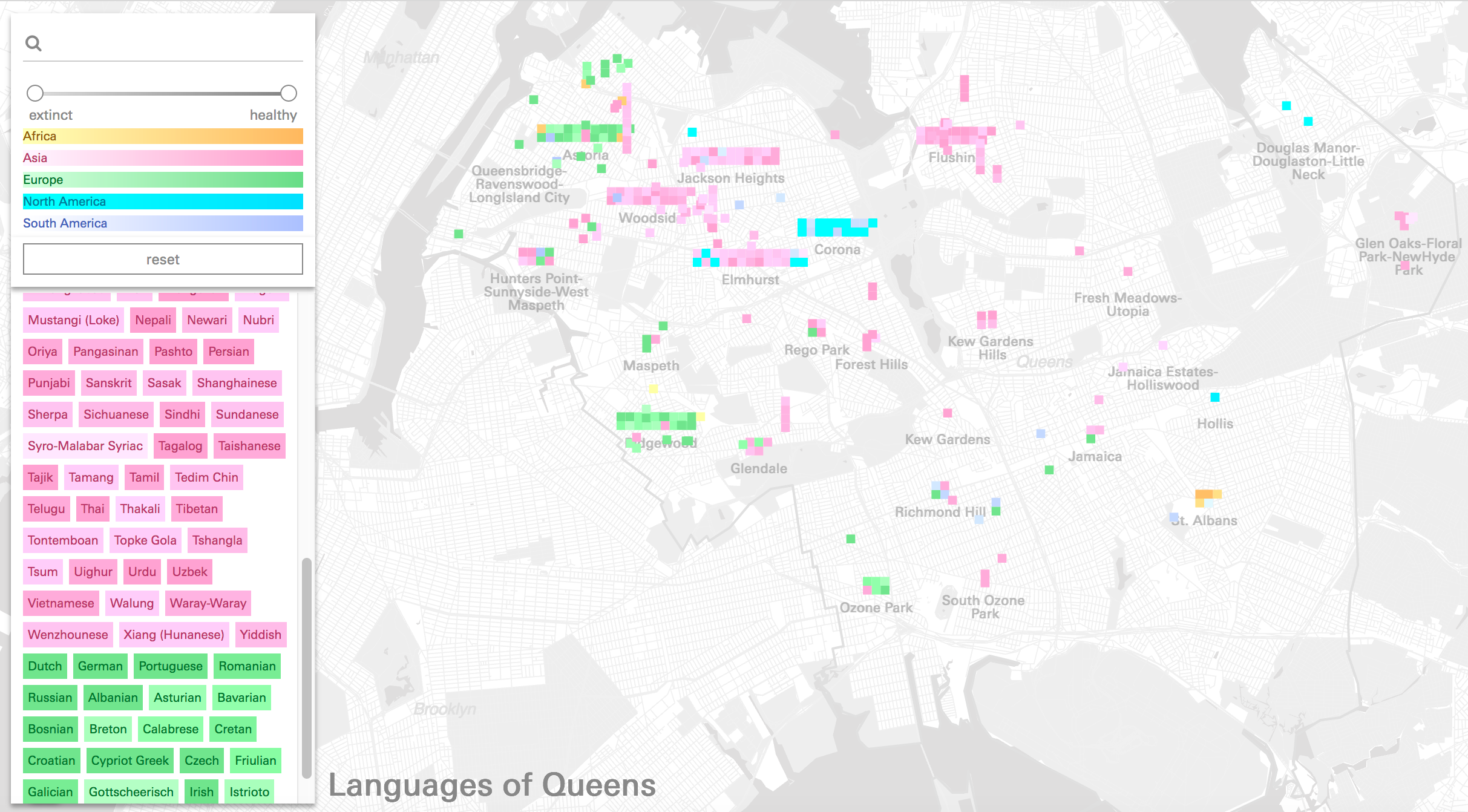 Beyond the Census: Languages of Queens map