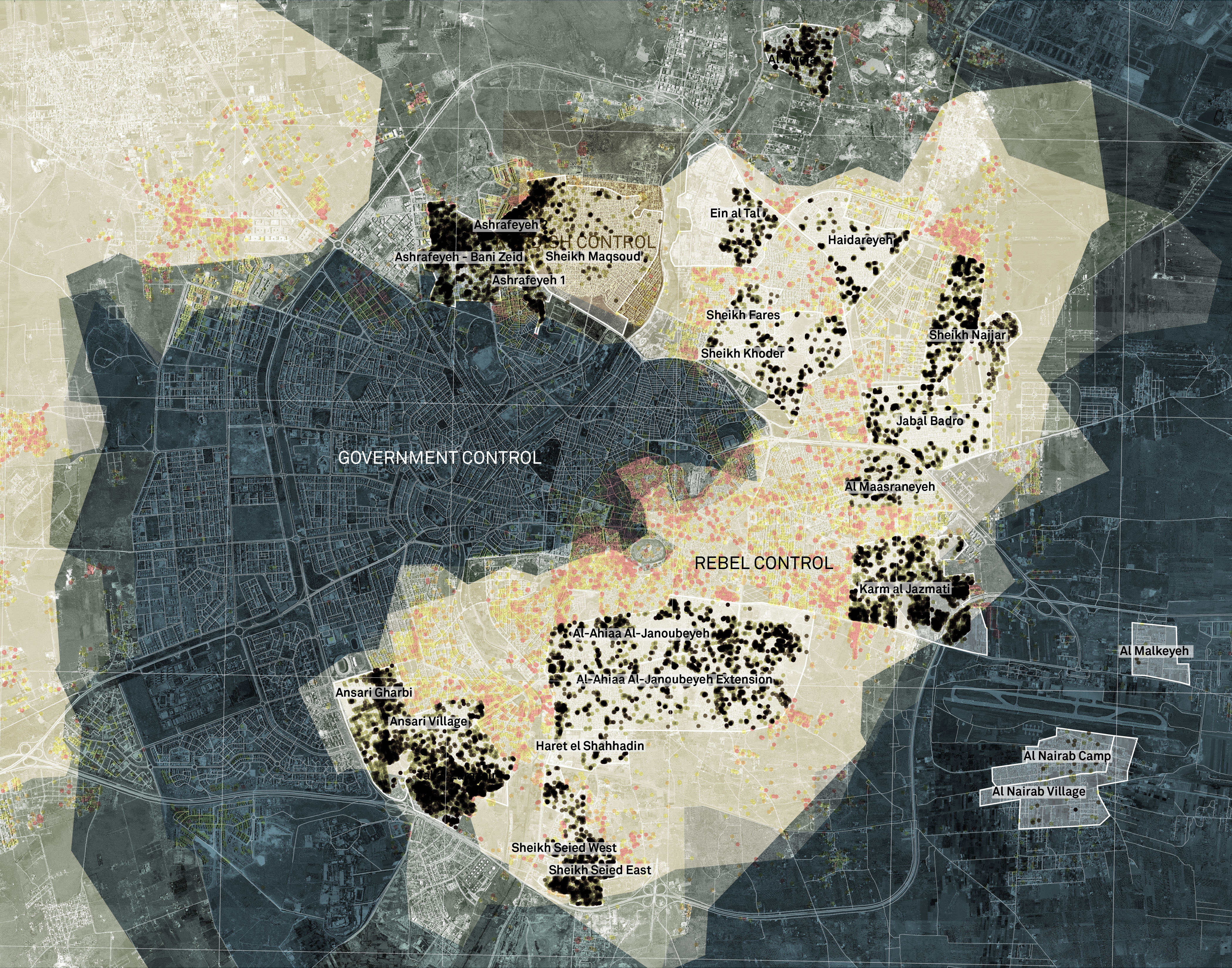 Urban damage in neighborhoods designated as informal