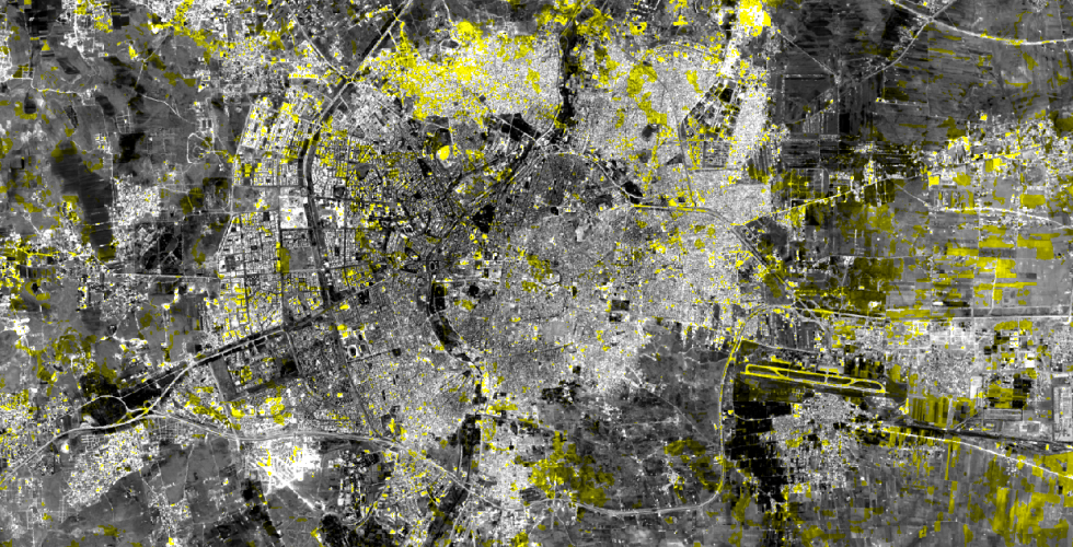 Mapping pixel value change using data from the Landsat Satellite