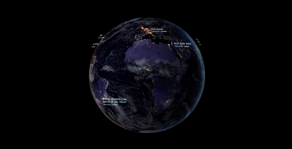 The Earth at night, as seen in the "Black Marble."