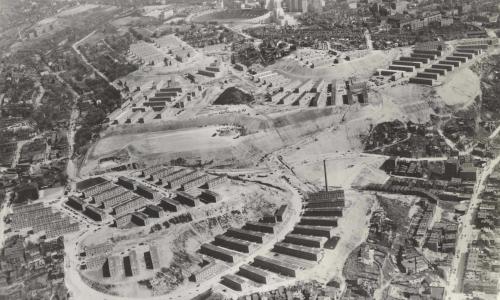 Aerial view of Terrace Village under construction, ca 1940